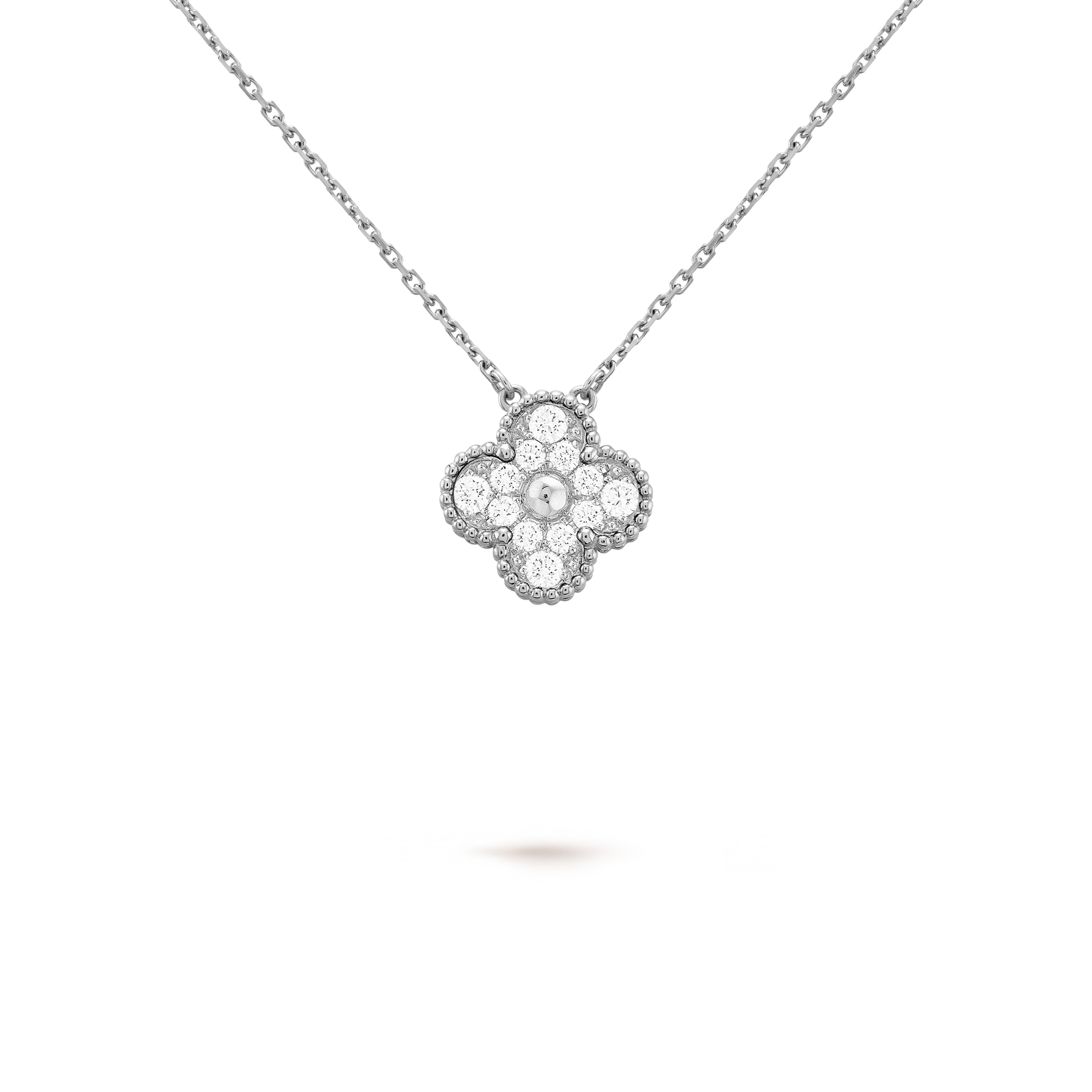 v*n cl*f arpels vintage alhambra pendant - white gold, Di*m*nd vcara46100